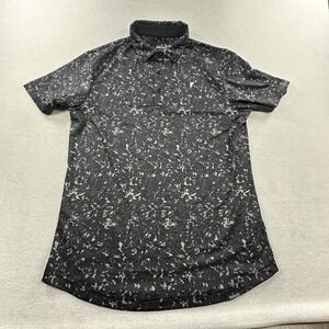 Primo Polo Shirt Mens Medium Black Abstract Golf Performance Short Sleeve